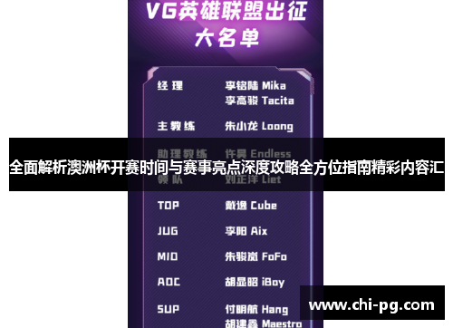 全面解析澳洲杯开赛时间与赛事亮点深度攻略全方位指南精彩内容汇